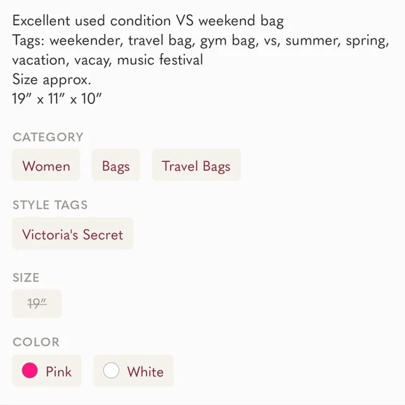 Victoria’s Secret large travel gym bag - Picture 14 of 14